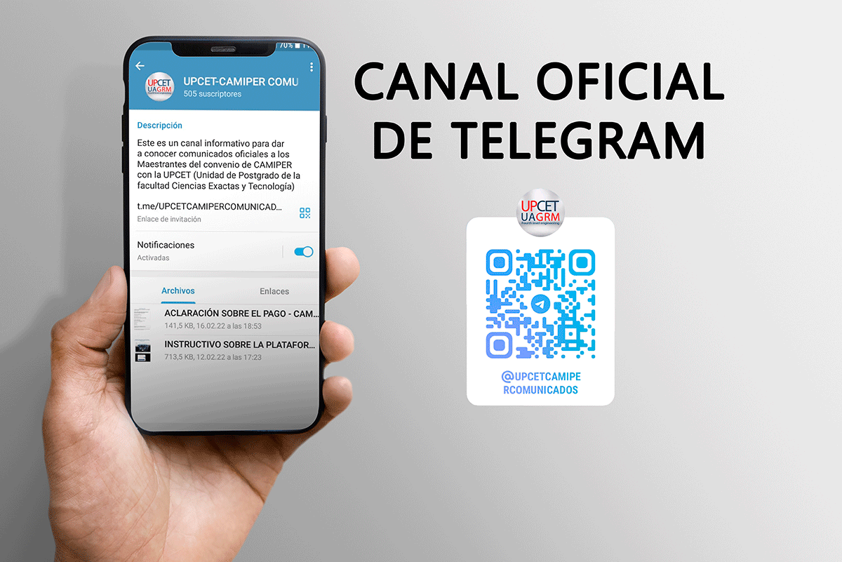 Comunicado de Canal Oficial de Telegram UPCET - CAMIPER